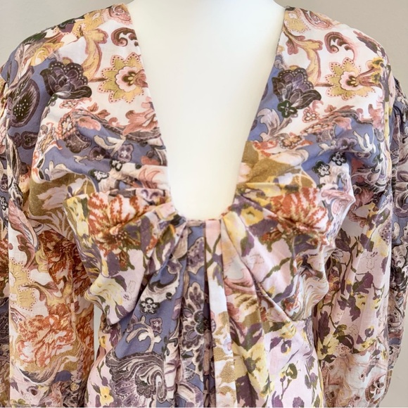 Anna Cate Weatherly Dress Floral V Neck Long Sleeve S - Picture 4 of 9